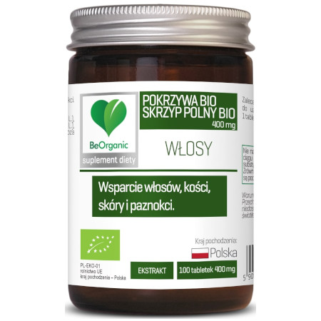 BeOrganic Skrzyp BIO + Pokrzywa BIO, 400mg x 100 tabletek