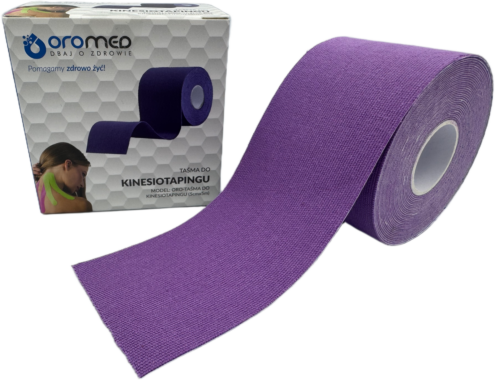Taśma do kinesiotapingu 5 cm x 5 m fioletowa
