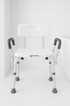 Krzesło pod prysznic z oparciem i podłokietnikami 