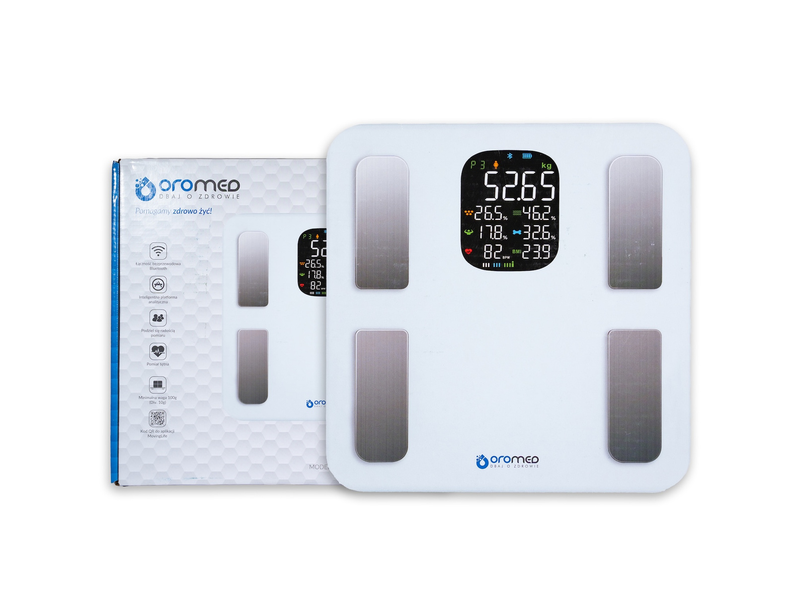 Waga analityczna elektroniczna łazienkowa ORO-BLUETOOTH H SMART WHITE