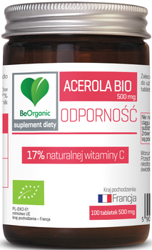 BeOrganic Acerola BIO 17% witaminy C, 500mg x 100 tabletek