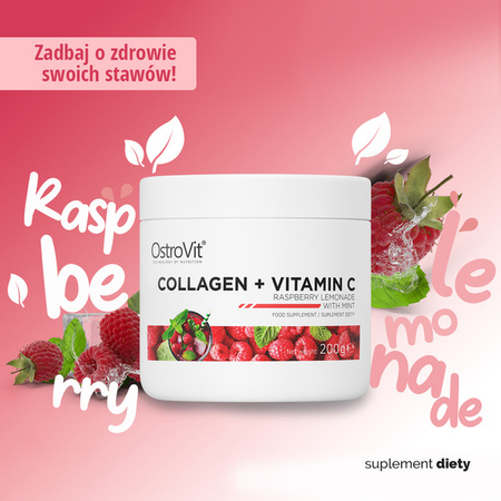 OstroVit Kolagen + Witamina C 200 g lemoniady malinowej z miętą