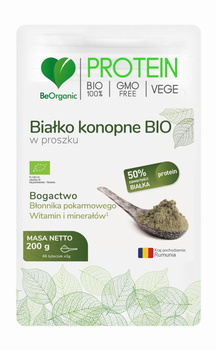 BeOrganic Białko konopne BIO w proszku 200g - 48% białka