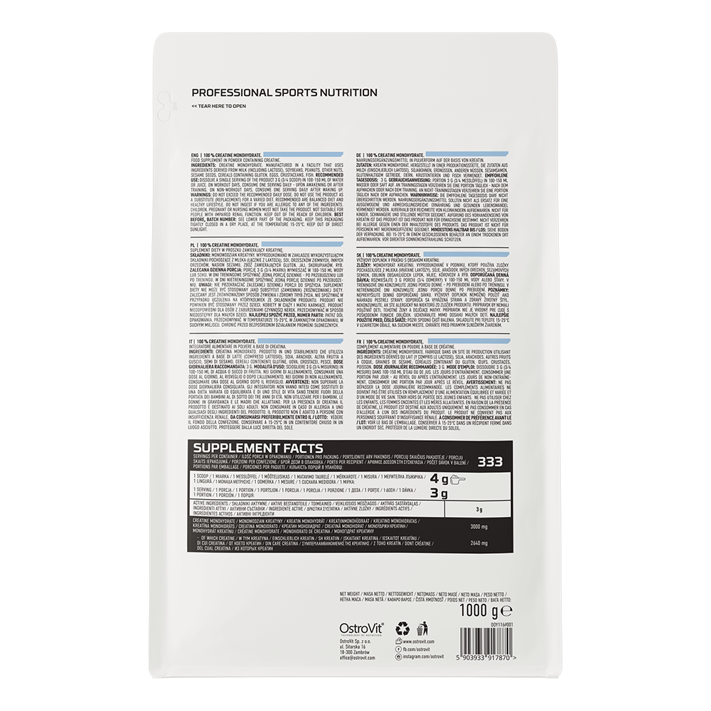 OstroVit Monohydrat Kreatyny 1000 g naturalny