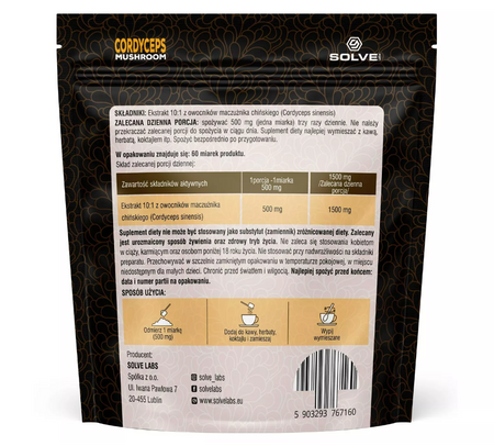 Solve Labs Cordyceps sinensis 10:1 Mushroom Powder 50g