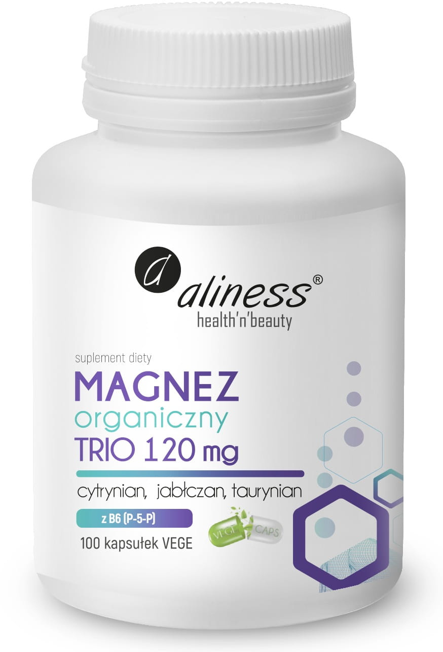 Aliness Magnez organiczny TRIO 120 mg z B6 (P-5-P) x 100 VEGE kaps.
