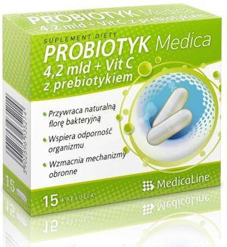 ALINESS Probiotyk Medica 4,2 mld vit C+prebiotyk x 15 kapsułek