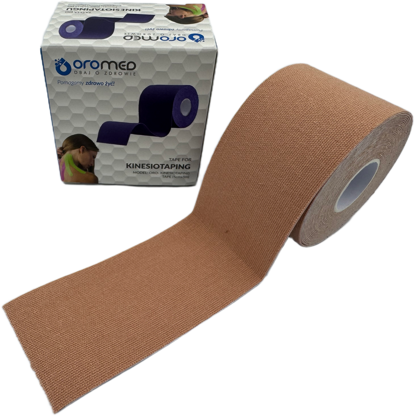Taśma do kinesiotapingu 5 cm x 5 m beżowa