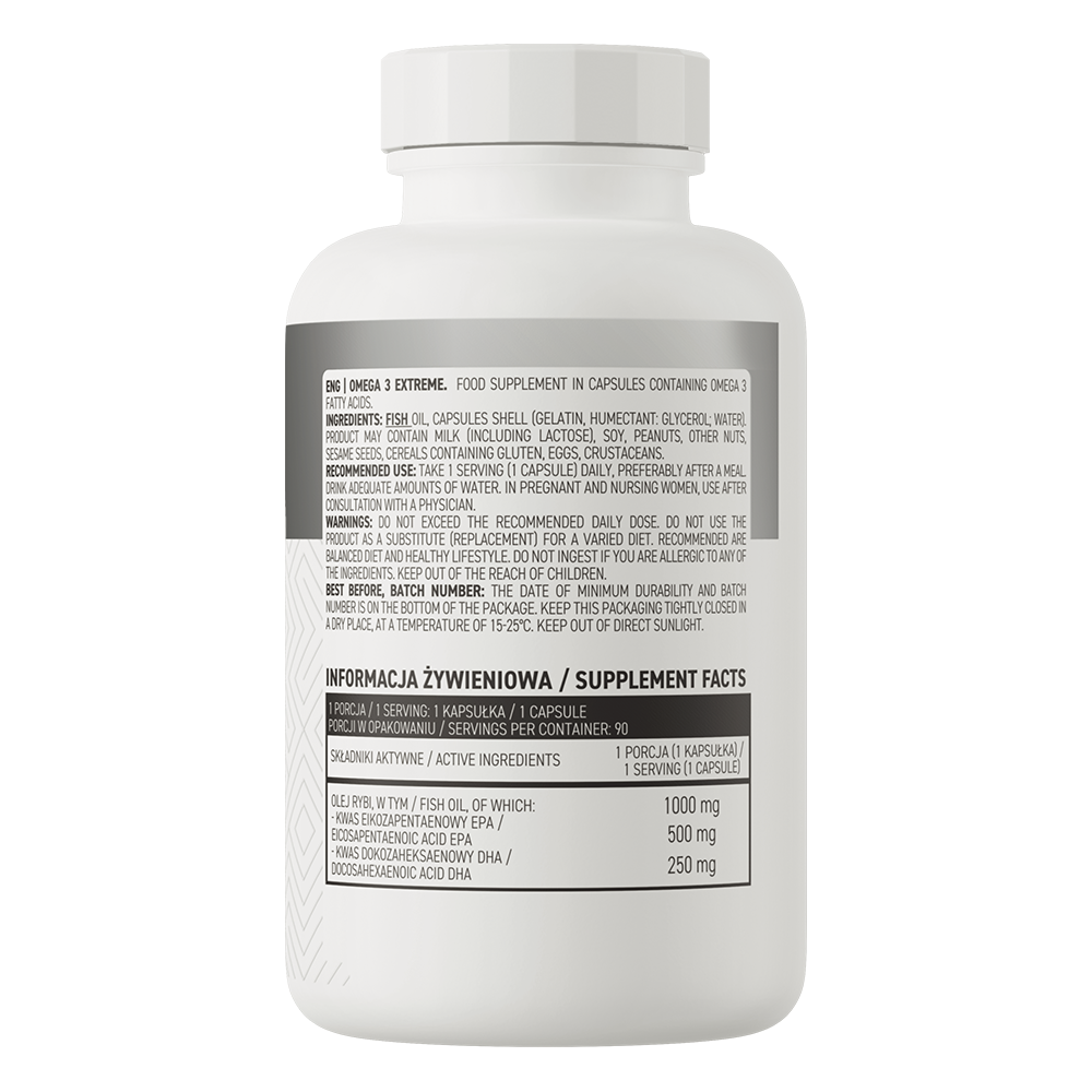 OstroVit Omega 3 Extreme 90 caps ODPORNOŚĆ EPA 500 mg DHA