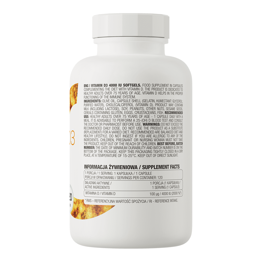 OstroVit Witamina D3 4000 IU 120 kapsułek