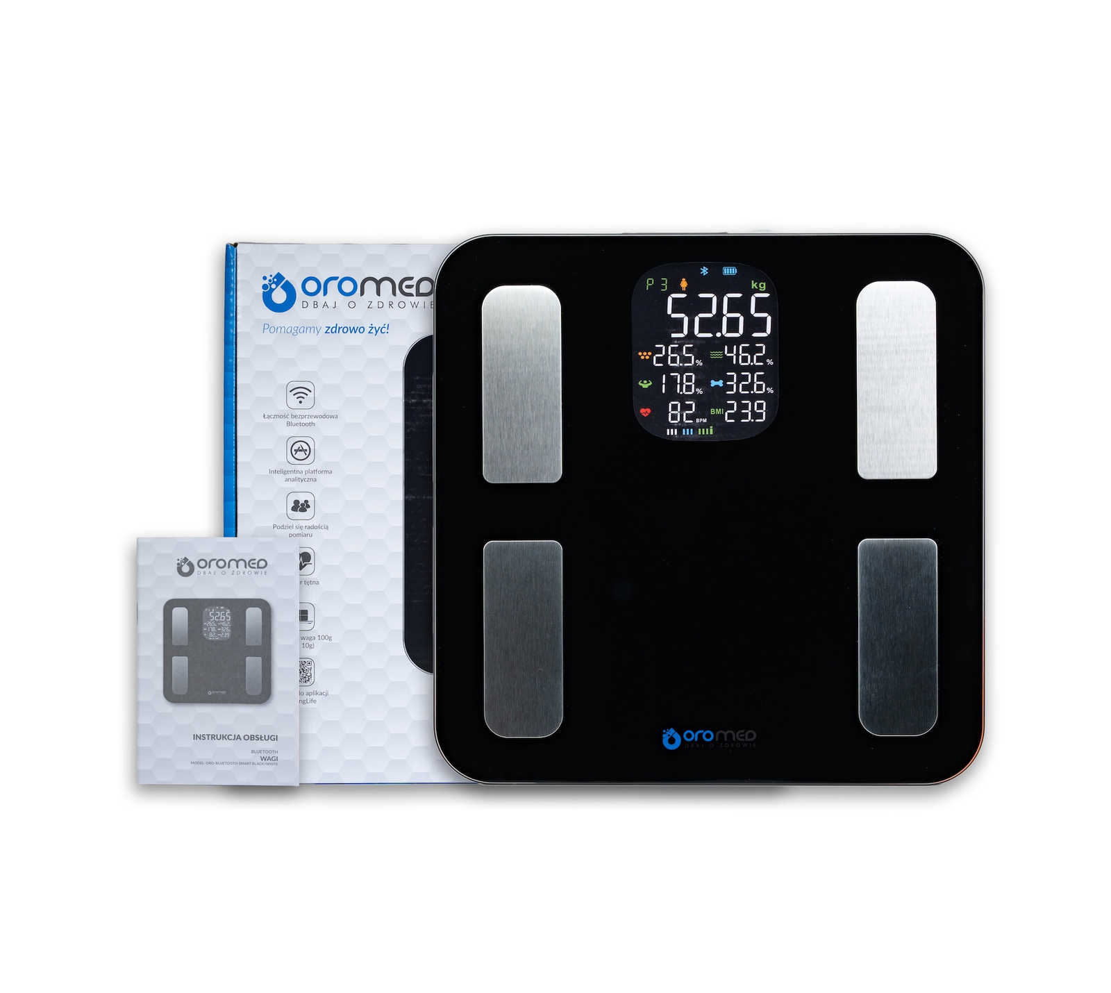 Waga analityczna elektroniczna łazienkowa ORO-BLUETOOTH H SMART BLACK