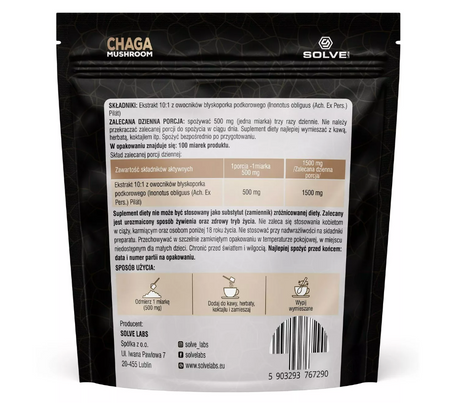 Solve Labs Chaga Błyskoporek podkorowy 10:1 Mushroom Powder 30g