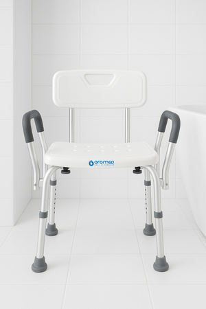 Krzesło pod prysznic z oparciem i podłokietnikami