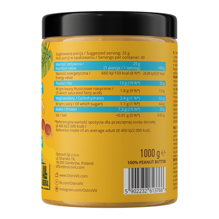 OstroVit 100% Krem Orzechowy 1000 g gładki