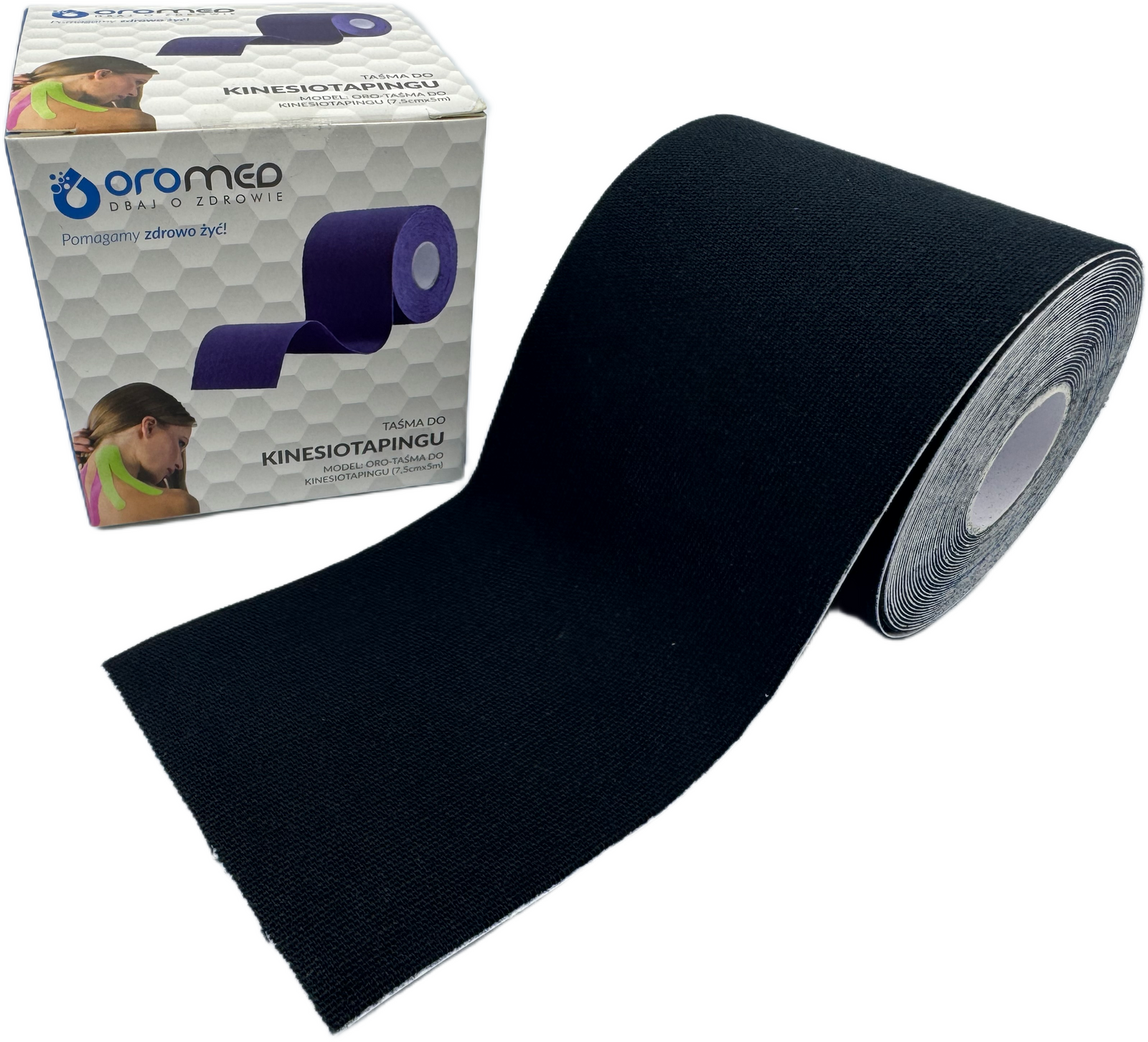 Taśma do kinesiotapingu 7,5 cm x 5m czarna