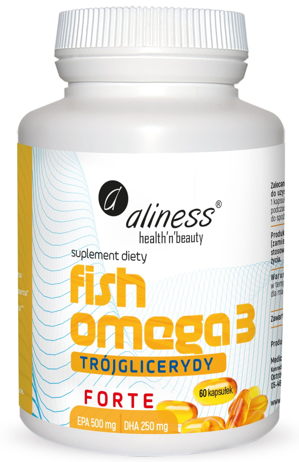 Aliness Fish Omega 3 FORTE Trójglicerydy 500/250mg x 60 kapsułek