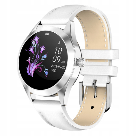 Pasek z ekoskóry biały smartwatch kw10 kw20 18cm