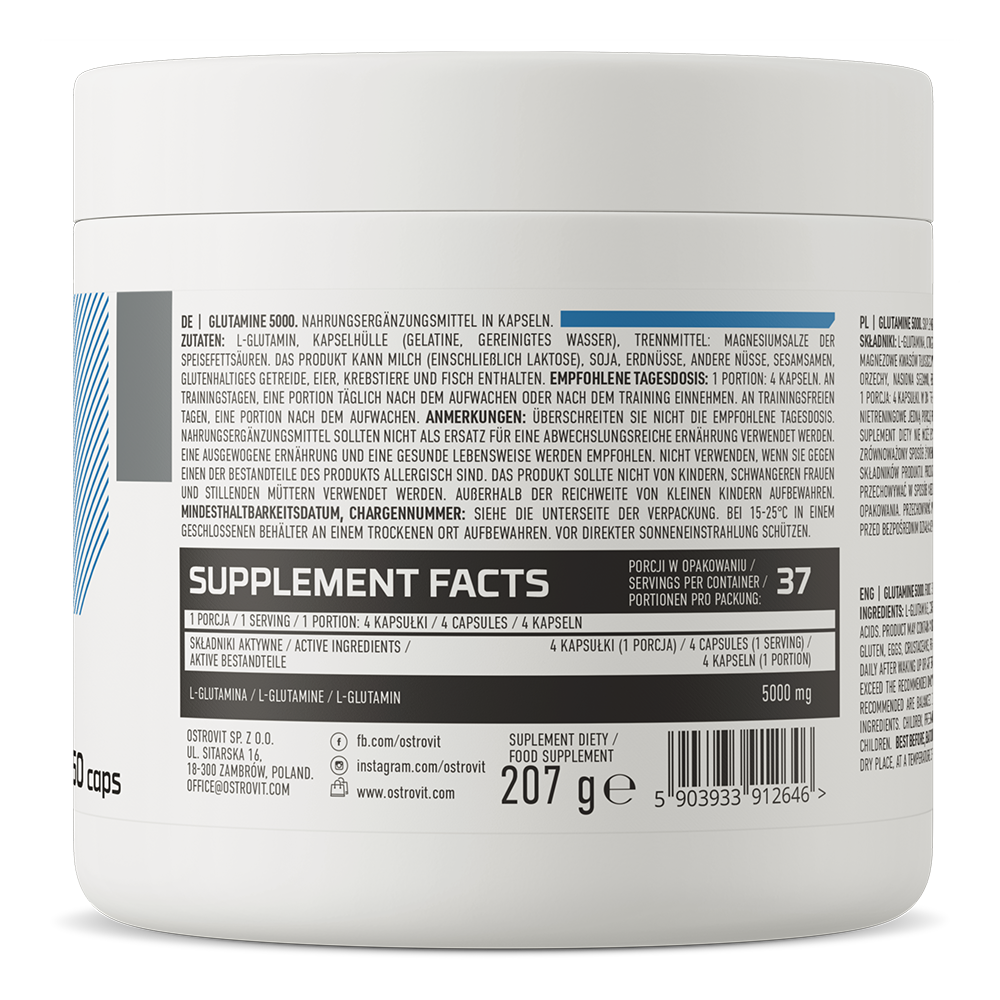 OstroVit Glutamina 5000 mg 150 kapsułek