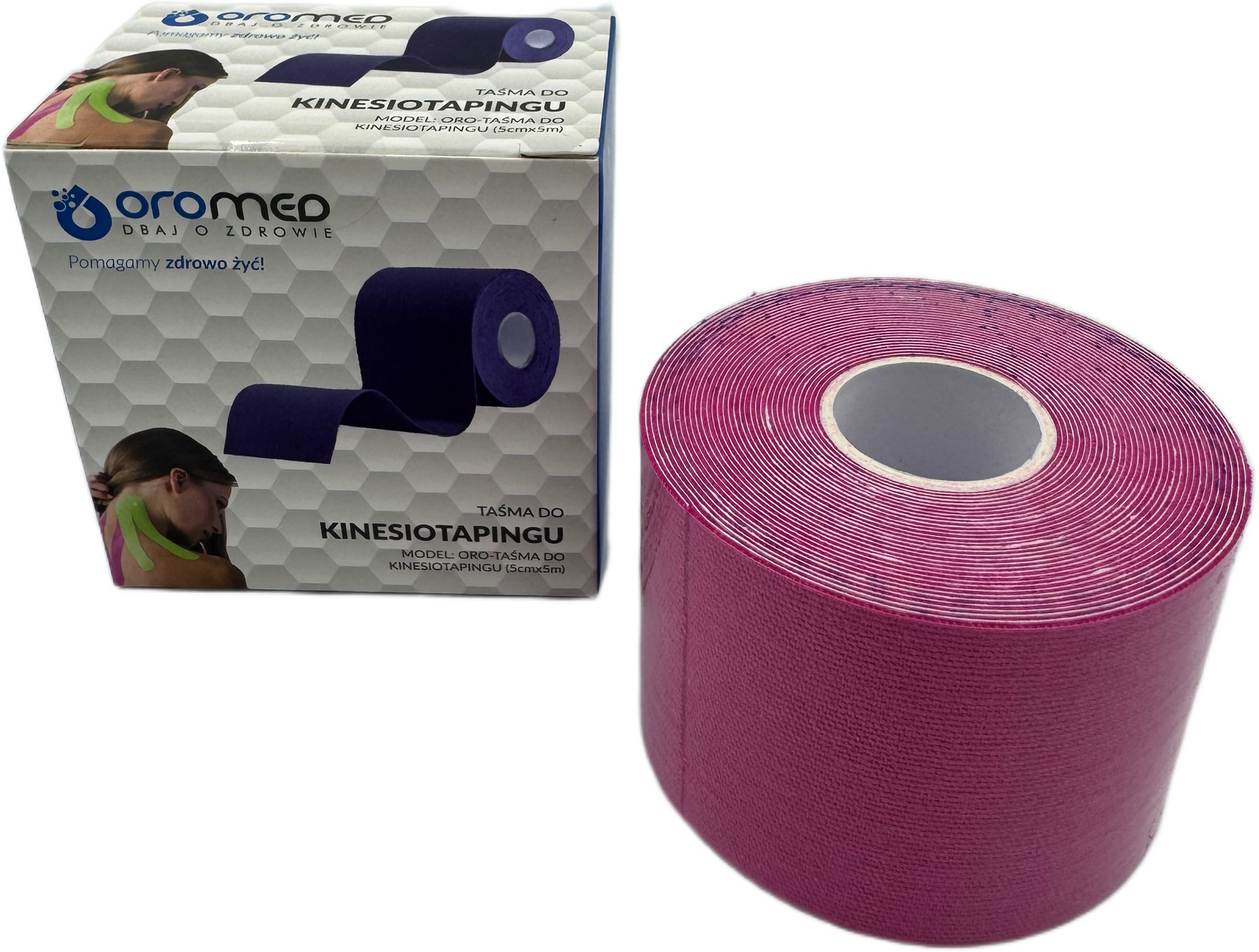 Taśma do kinesiotapingu 5 cm x 5 m różowa