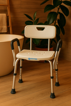 Krzesło pod prysznic z oparciem i podłokietnikami