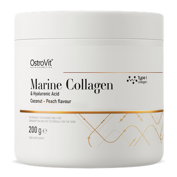 OstroVit Kolagen morski + Kwas hialuronowy + Witamina C 200 g kokosowo-brzoskwiniowy