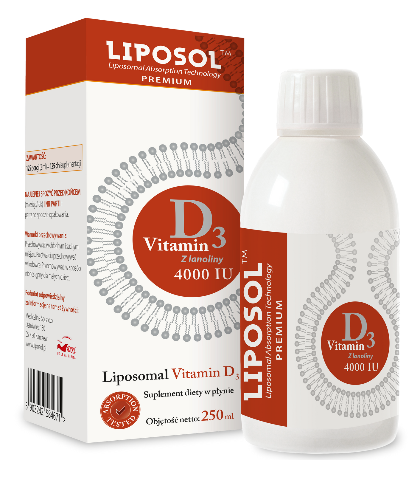 Aliness Liposol Liposomalna Witamina D3 4000 IU 250 ml
