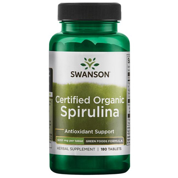 SWANSON Spirulina certified 180 tabletek Organiczna