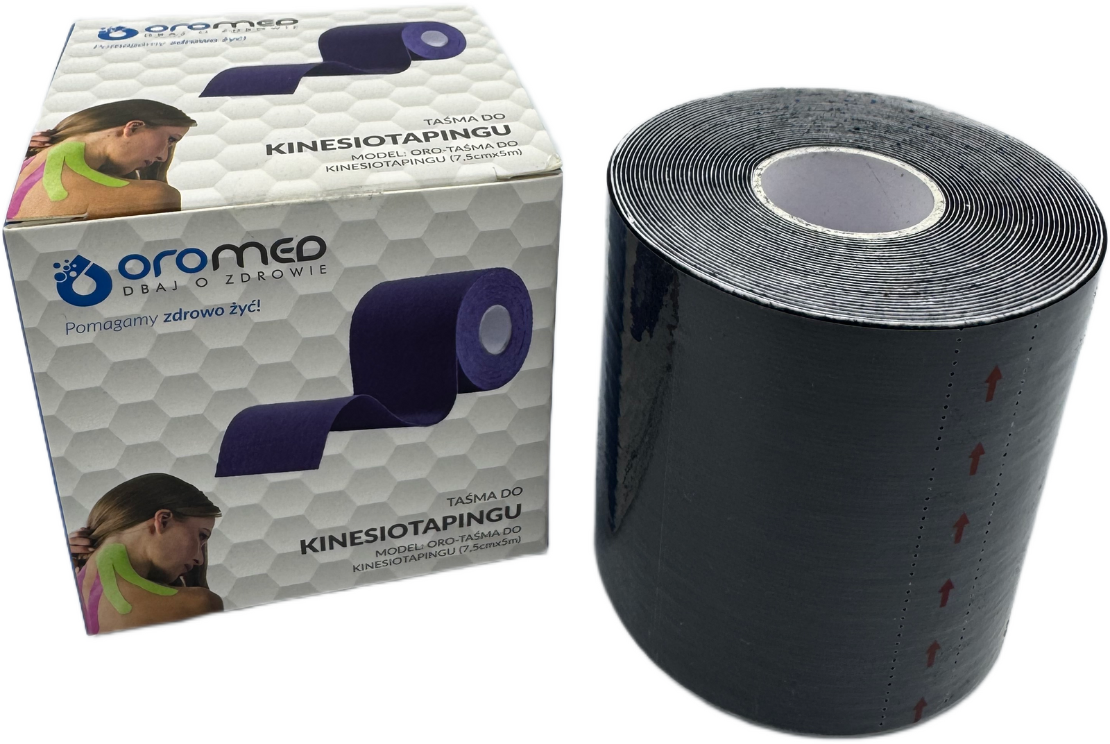 Taśma do kinesiotapingu 7,5 cm x 5m czarna