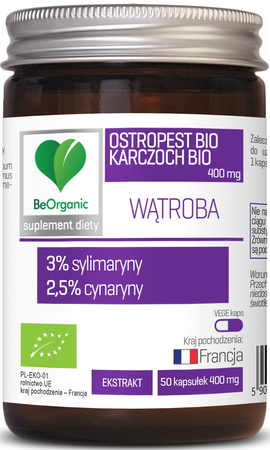 BeOrganic Ostropest BIO 3% + Karczoch BIO 2,5%,  400mg x 50 kaps