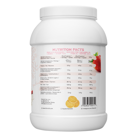 OstroVit Delicious WHEY 700 g smak wafelków truskawkowych