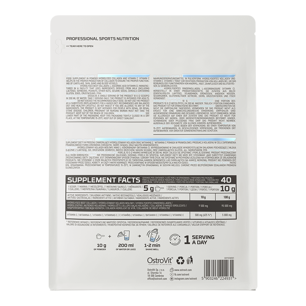 OstroVit Kolagen + Witamina C 400 g naturalny