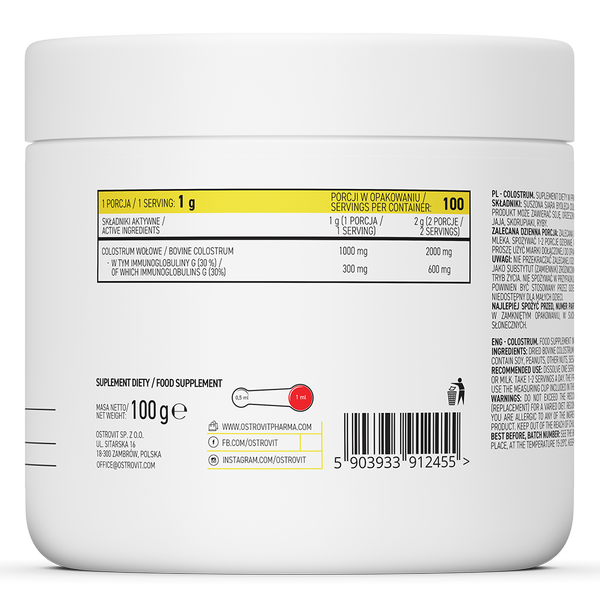 OstroVit Pharma Colostrum 100 g smak naturalny