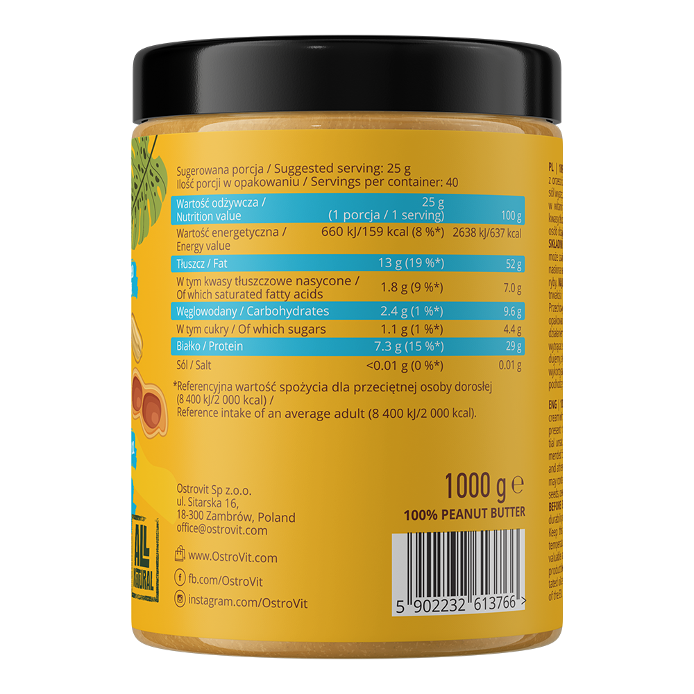 OstroVit 100% Krem Orzechowy 1000 g gładki
