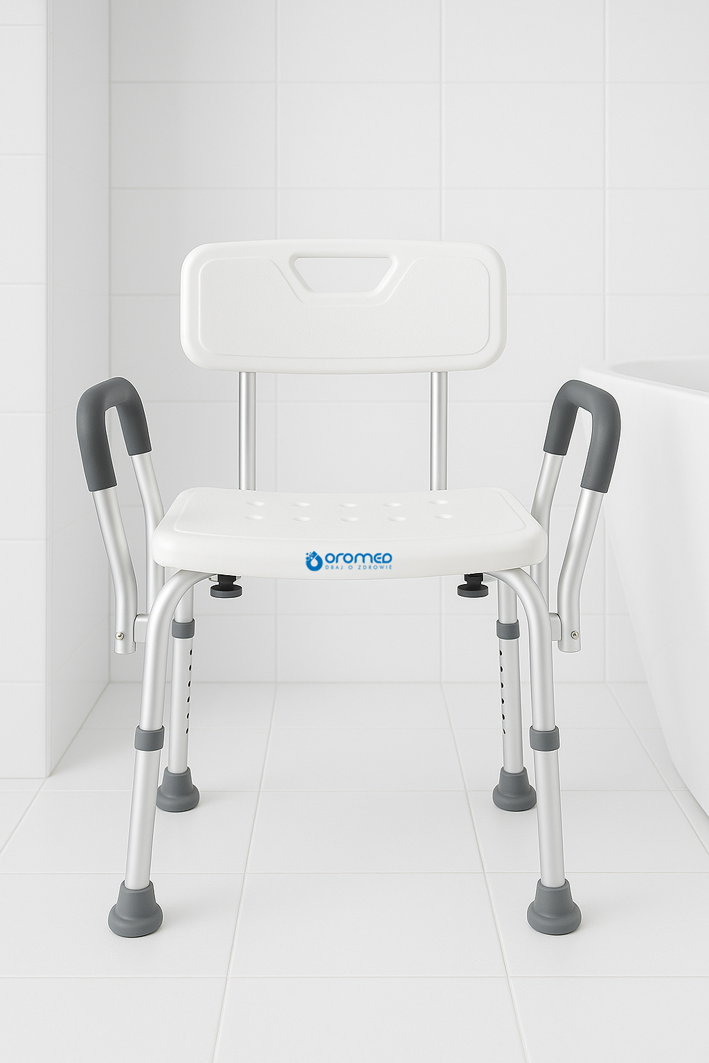 Krzesło pod prysznic z oparciem i podłokietnikami