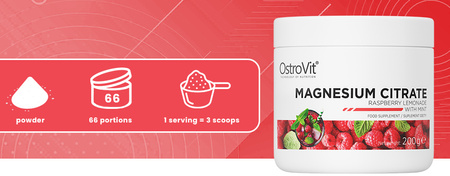 OstroVit Cytrynian Magnezu 200 g lemoniady malinowej z miętą