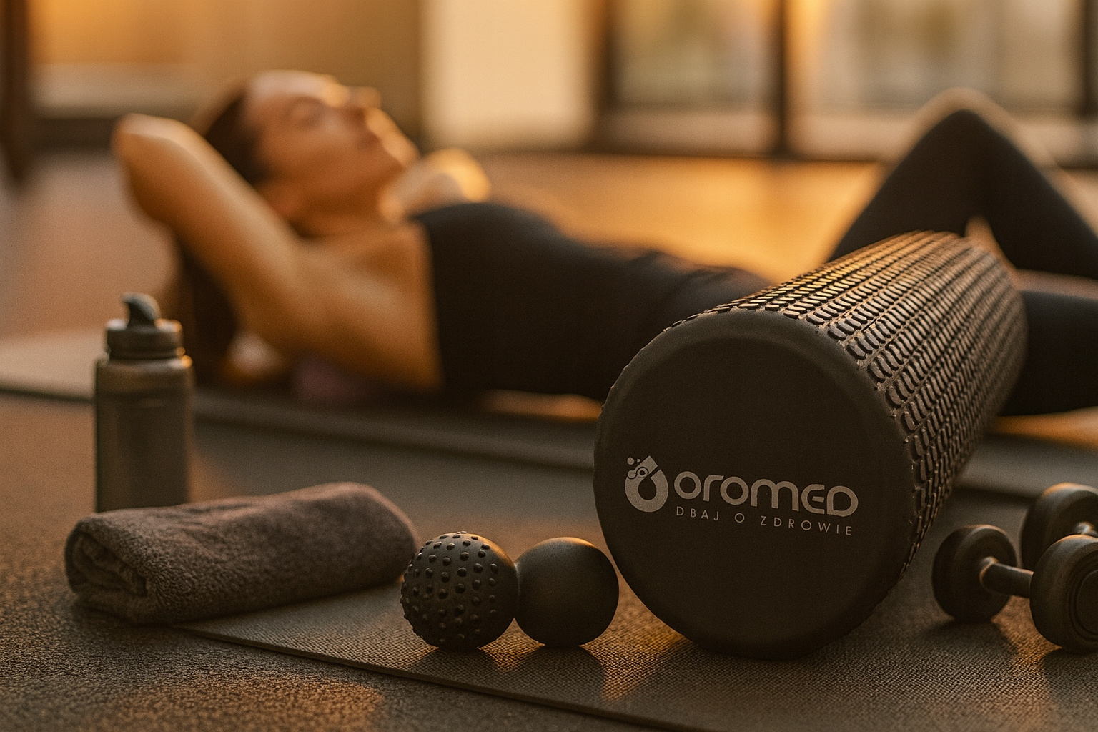 Wałek do masażu roller z wypustkami CARE+ 90 cm czarny