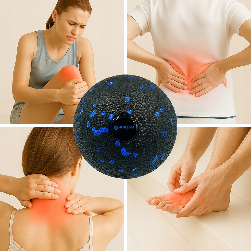 Piłka do masażu 12 cm czarno - niebieska