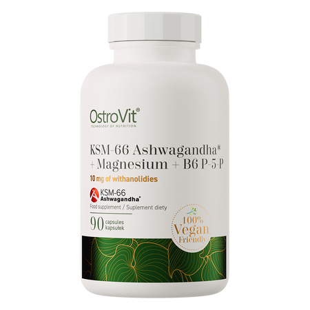 OstroVit KSM-66 Ashwagandha  Magnez  B6 P-5-P VEGE 90 kaps