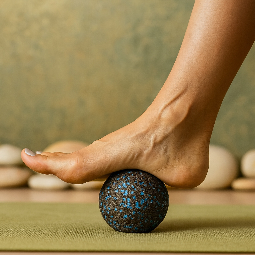 Piłka do masażu 8 cm czarno - niebieska