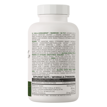 OstroVit KSM-66 Ashwagandha  Magnez  B6 P-5-P VEGE 90 kaps