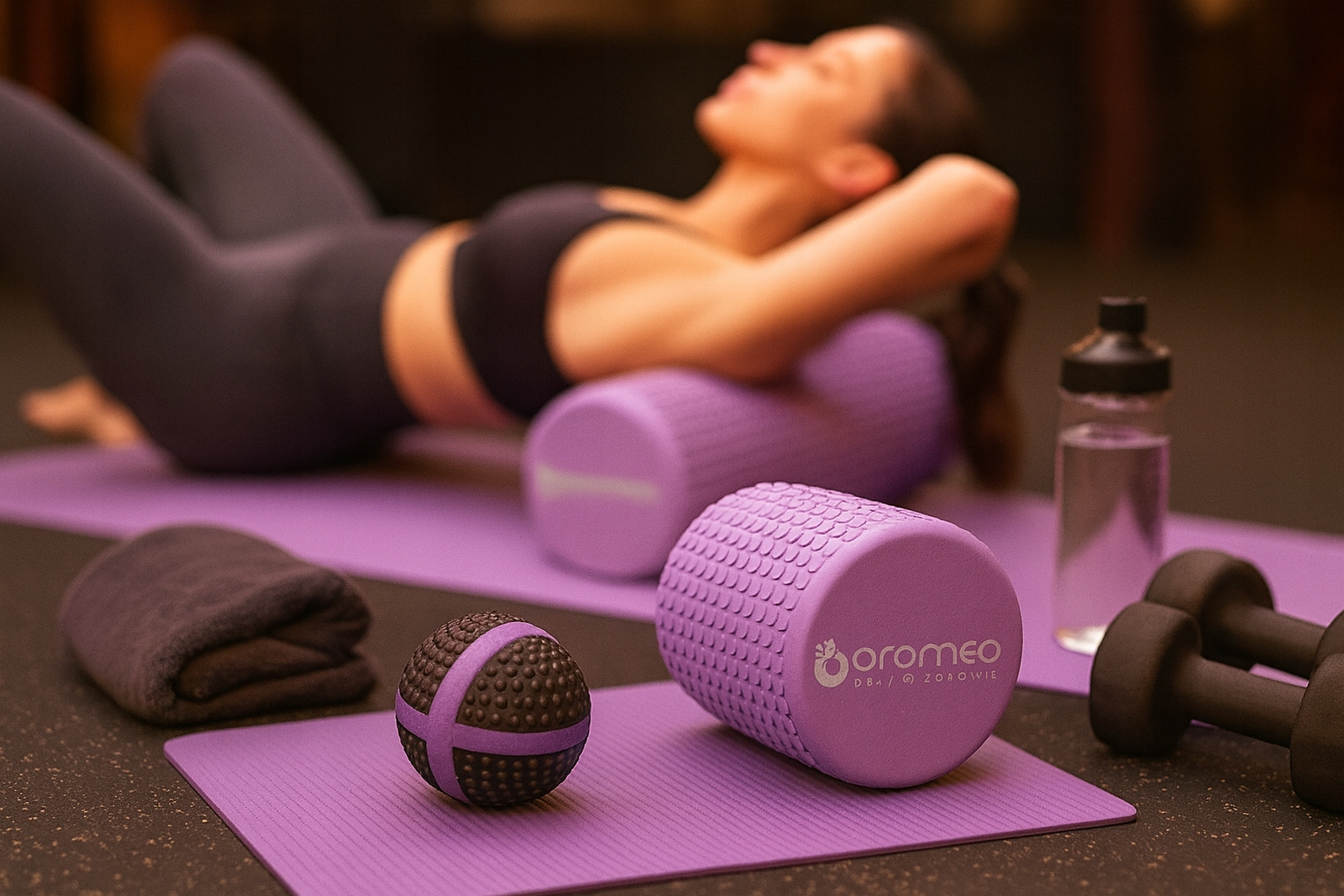 Wałek do masażu roller z wypustkami CARE+ 45 cm fioletowy