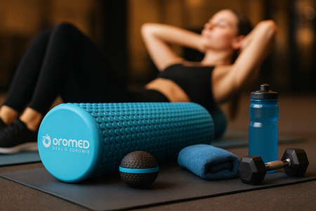 Wałek do masażu roller z wypustkami CARE+ 45 cm niebieski