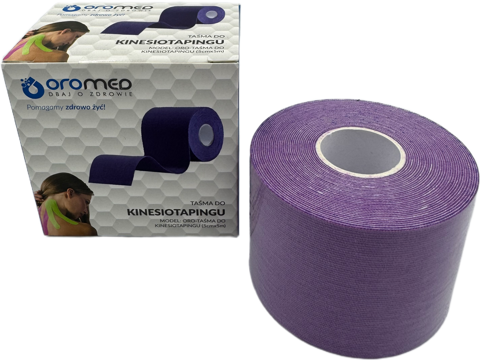 Taśma do kinesiotapingu 5 cm x 5 m fioletowa