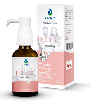 Aliness Krople Avitale Witamina K2 + D3 (Vita MK7) 25uq + D3 1000IU Olive 30 ml
