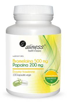 ALINESS Bromelaina 500mg, Papaina 200 mg x 100 VEGE caps.