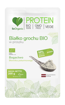 BeOrganic Białko grochu BIO w proszku 200g - 50% białka