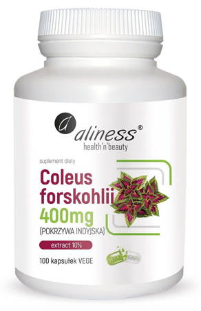 ALINESS Coleus forskohlii 10% 400mg (pokrzywa indyjska) x 100 Vege caps.