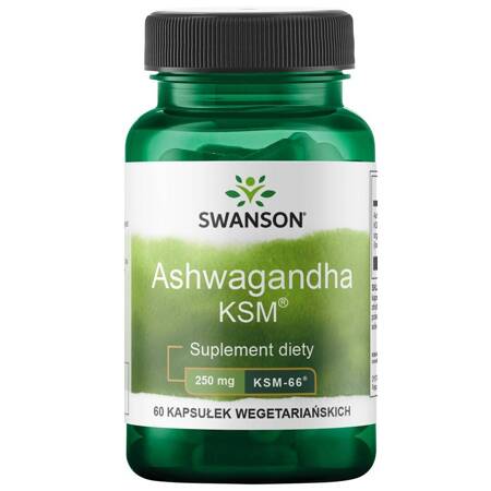 SWANSON Ashwagandha KSM-66 250mg 60 kapsułek Ekstrakt ŻEŃ-SZEŃ Indyjski