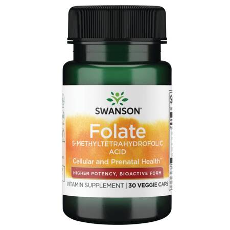 SWANSON Folian Quatrefolic 800mcg 30 kapsułek Kwas Foliowy