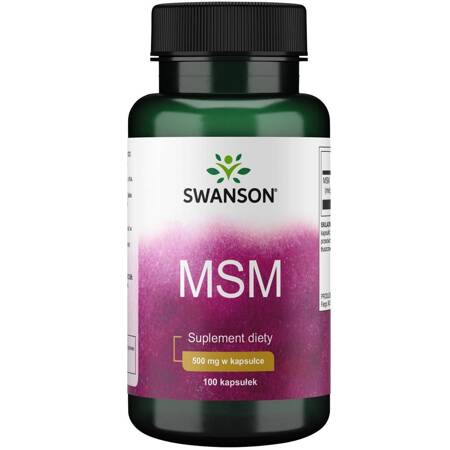 SWANSON MSM 500mg 100 kaps Siarka Organiczna Stawy Kości Mięśnie